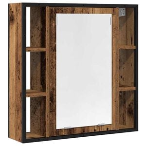 vidaXL Mueble de ba&ntilde;o con espejo de madera antigua 60x16x60 cm