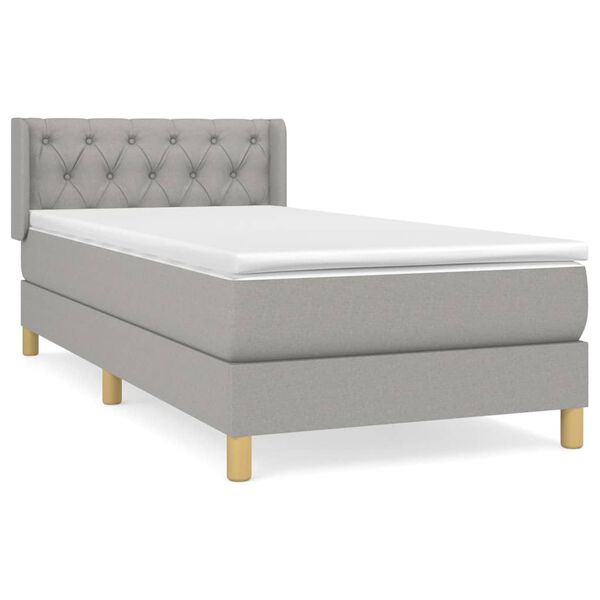 vidaXL Cama box spring con colch&oacute;n tela gris claro 80x200 cm