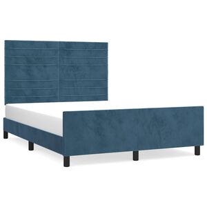 vidaXL Estructura de cama sin colch&oacute;n terciopelo azul oscuro 140x200cm