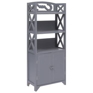 vidaXL Mueble de ba&ntilde;o madera de paulownia gris 46x24x116 cm
