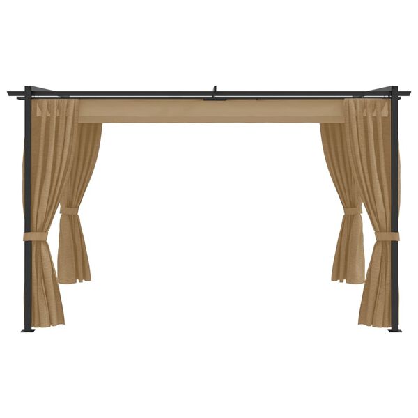 vidaXL Cenador de jard&iacute;n 4x3 m gris taupe