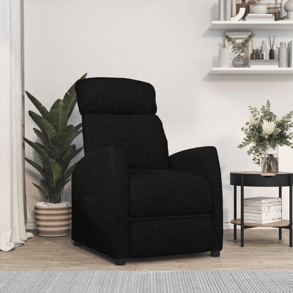 vidaXL Sill&oacute;n reclinable de tela negro