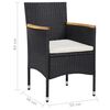 vidaXL Juego muebles jard&iacute;n 5 pzas con cojines rat&aacute;n sint&eacute;tico negro