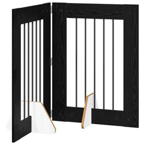 vidaXL Puerta para perros plegable con soportes 2 uds. Roble Negro