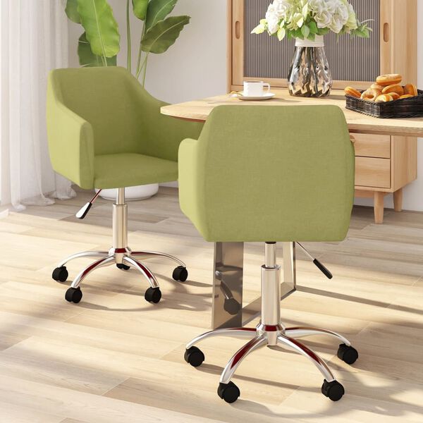 vidaXL Sillas de comedor giratorias 2 unidades tela verde