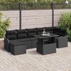 vidaXL Conjunto de sof&aacute; de jard&iacute;n con coj&iacute;n 8 pcs Negro Polirat&aacute;n