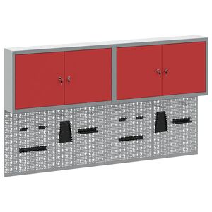 vidaXL Juego de Armarios de Herramientas con estante 6 uds. Rojo
