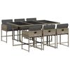vidaXL Set comedor jard&iacute;n 7 pzas y cojines rat&aacute;n sint&eacute;tico gris