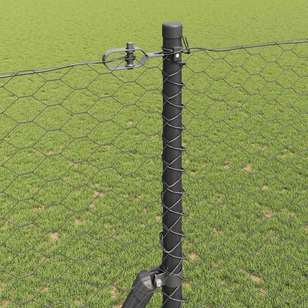 vidaXL Poste de Valla Gris 10 x 1,6 m (malla de 36 mm) Acero y PVC