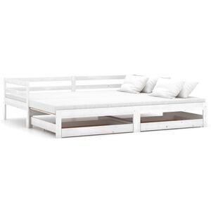 vidaXL Sofá cama extraíble madera maciza de pino blanco 2x(90x200) cm