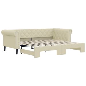 vidaXL Sof&aacute; con cama nido cuero sint&eacute;tico crema 90x200 cm
