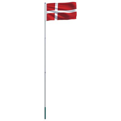 vidaXL Bandera de Dinamarca y mástil de aluminio 6 m