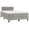 vidaXL Cama box spring colch&oacute;n y LED terciopelo gris claro 120x190 cm