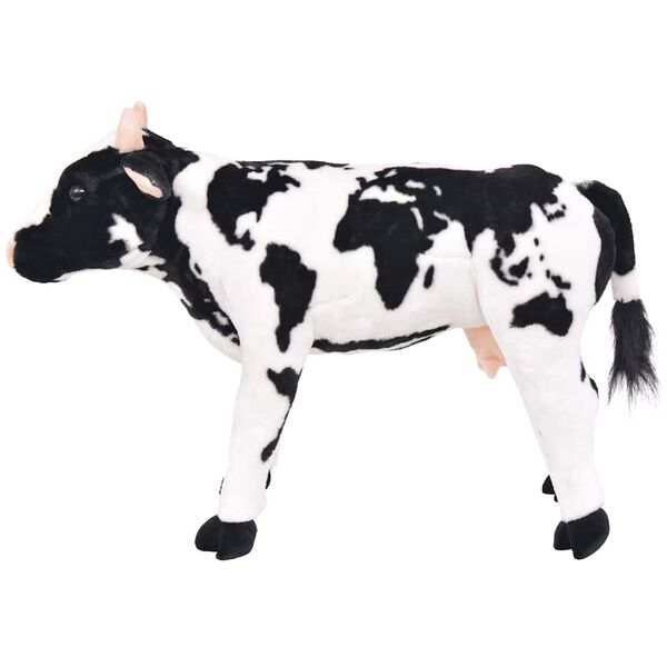 vidaXL Vaca de peluche de pie negra y blanca XXL