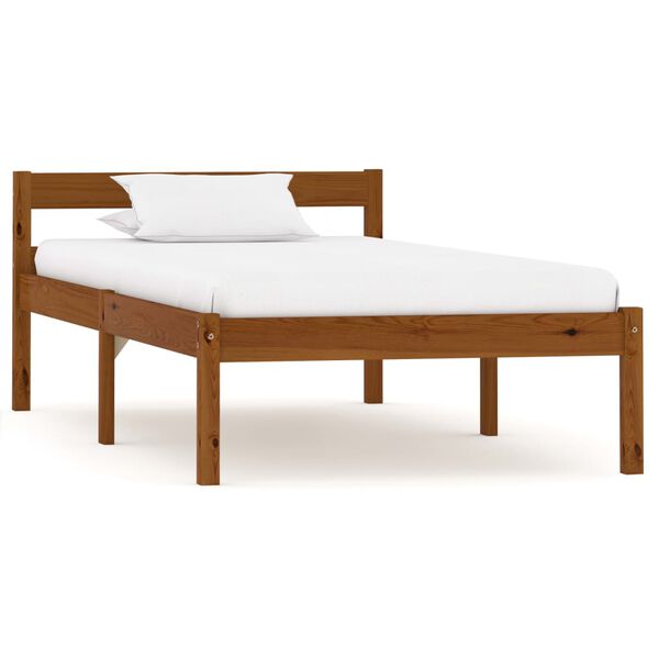 vidaXL Estructura cama sin colch&oacute;n madera pino marr&oacute;n miel 90x200 cm