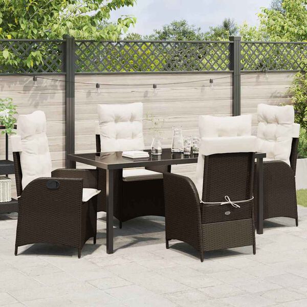 vidaXL Conjunto de Comedor de Jard&iacute;n 5 pcs Marr&oacute;n rat&aacute;n sint&eacute;tico
