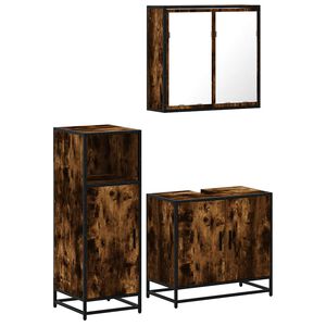 vidaXL Set de muebles ba&ntilde;o 3 pzas madera contrachapada roble ahumado