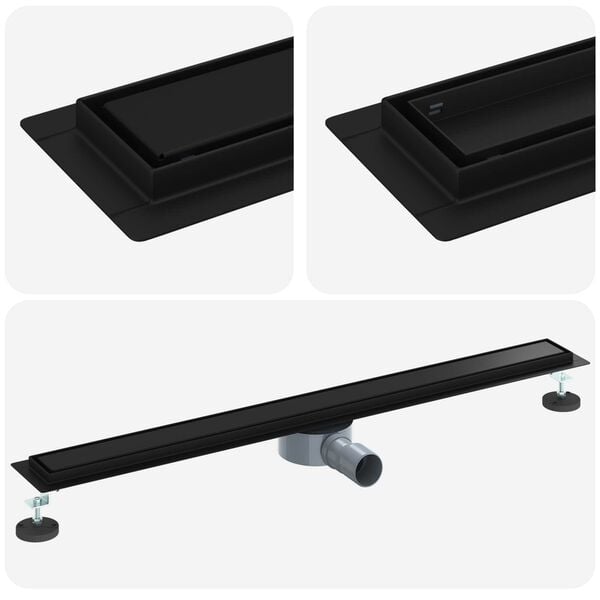 vidaXL Desag&uuml;e de ducha 2 en 1 con sif&oacute;n de 360&deg; Negro 90 cm