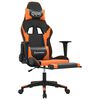 vidaXL Silla gaming masaje y reposapiés cuero sintético negro naranja