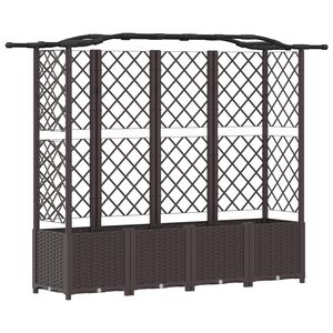 vidaXL Cama elevada con trellis y techo Marr&oacute;n 204 x 40 x 141 cm PP