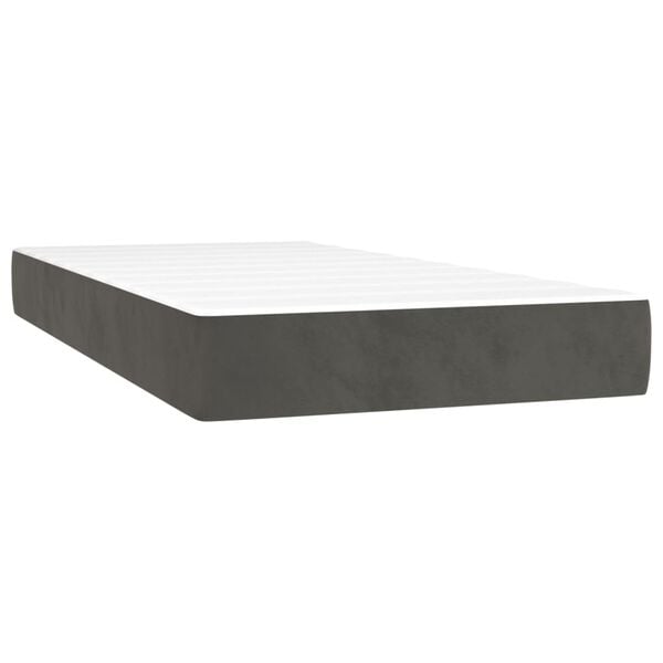 vidaXL Cama box spring con colch&oacute;n terciopelo gris oscuro 90x200 cm