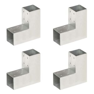 vidaXL Conectores de postes en L 4 uds metal galvanizado 71x71 mm