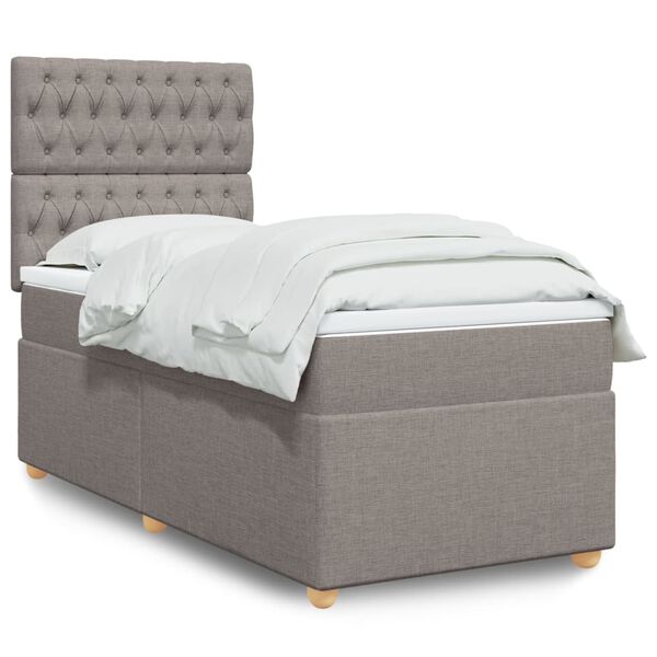 vidaXL Cama box spring con colch&oacute;n tela gris taupe 80x200 cm