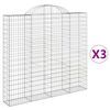 vidaXL Cestas de gaviones 3 uds forma de arco hierro 200x30x180/200 cm
