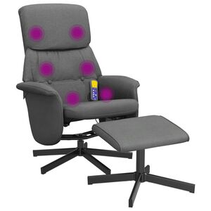 vidaXL Sill&oacute;n reclinable de masaje con reposapi&eacute;s tela gris oscuro