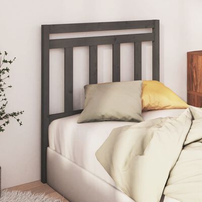 vidaXL Cabecero de cama madera maciza de pino gris 81x4x100 cm