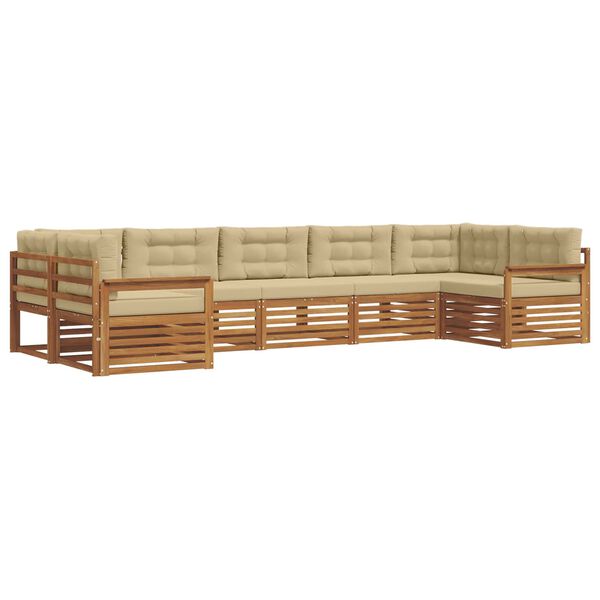 vidaXL Juegos de sof&aacute;s 7 pcs Natural y Beige Madera de Acacia S&oacute;lida