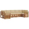 vidaXL Juegos de sof&aacute;s 7 pcs Natural y Beige Madera de Acacia S&oacute;lida