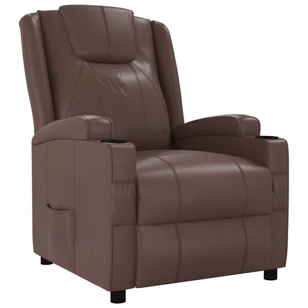 vidaXL Sill&oacute;n reclinable de cuero sint&eacute;tico marr&oacute;n