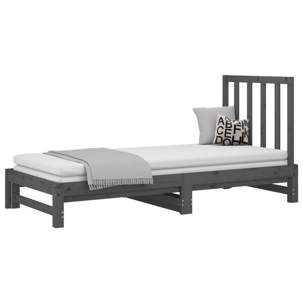 vidaXL Sof&aacute; cama extra&iacute;ble sin colch&oacute;n gris 2x(90x200) cm