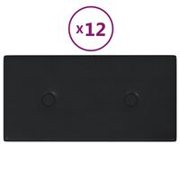 vidaXL Paneles de pared 12 uds cuero sintético negro 30x15 cm 0,54 m²