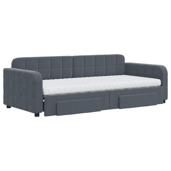vidaXL Sof&aacute; cama nido con cajones terciopelo gris oscuro 90x200 cm