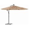 vidaXL Sombrilla de jard&iacute;n con LEDs poste acero marr&oacute;n 269x269x235 cm