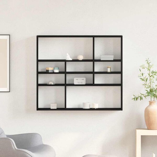 vidaXL Estante de pared roble negro 90x16x78 cm madera de ingenier&iacute;a