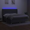 vidaXL Cama box spring colch&oacute;n y luces LED tela gris oscuro 160x200 cm