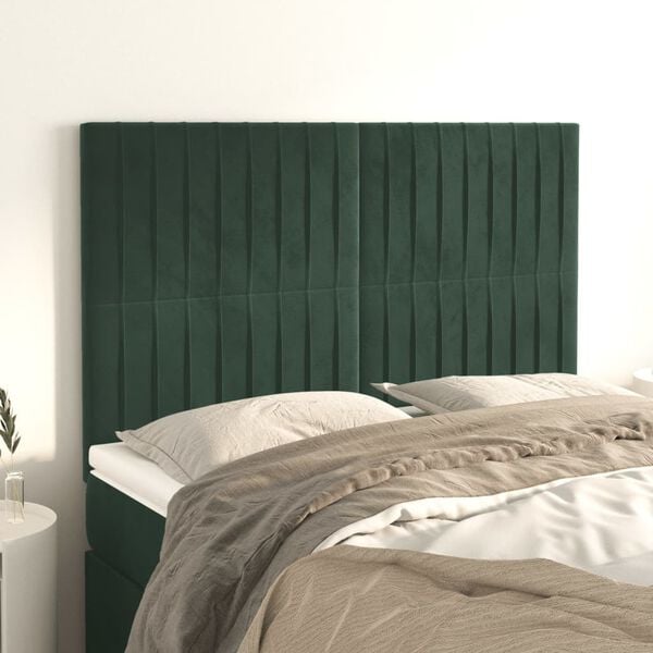 vidaXL Cabecero Terciopelo Verde Oscuro 144x5x118/128 cm
