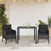 vidaXL Set comedor de jard&iacute;n 3 pzas con cojines rat&aacute;n sint&eacute;tico negro