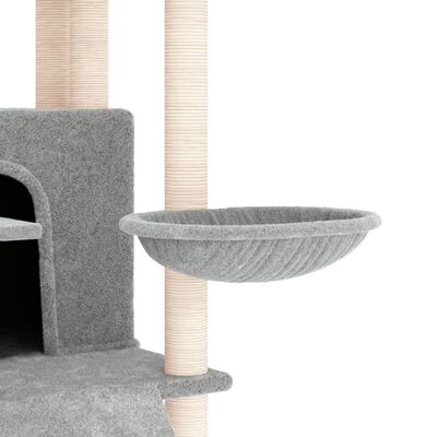 vidaXL Rascador para gatos con postes de sisal gris claro 154 cm