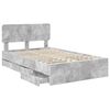 vidaXL Estructura de cama con cabecera Gris Concreto 135 x 190 cm