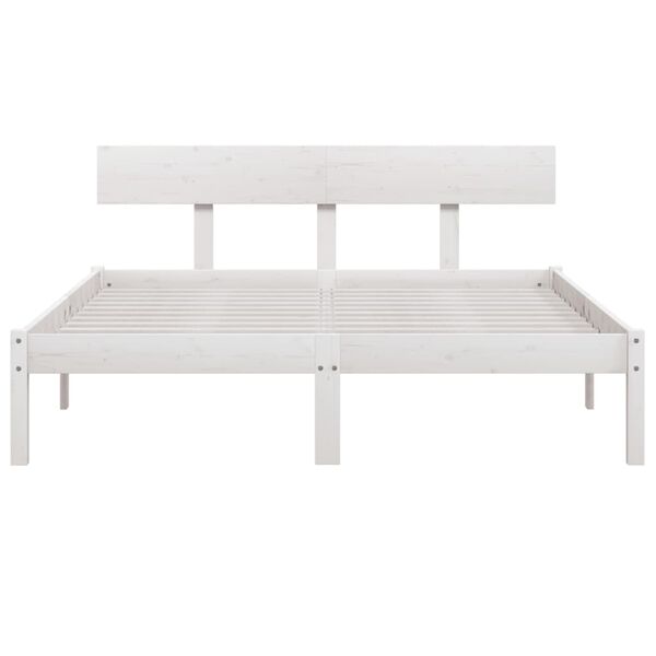vidaXL Estructura de cama sin colch&oacute;n madera maciza blanco 160x200 cm