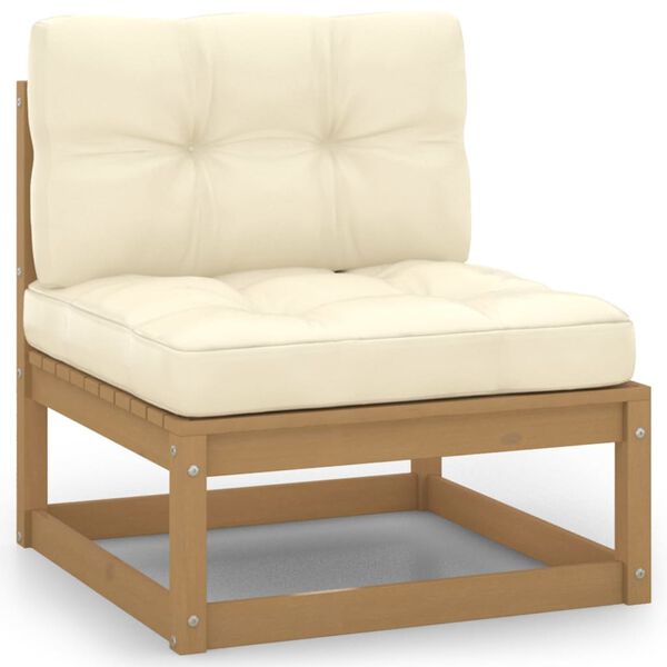 vidaXL Set de muebles de jard&iacute;n 8 pzs cojines madera pino marr&oacute;n miel
