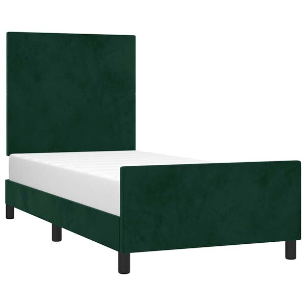 vidaXL Estructura de cama sin colch&oacute;n terciopelo verde oscuro 90x200cm