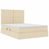 vidaXL Cama con almacenamiento y colch&oacute;n Crema 140 x 190 cm Poli&eacute;ster