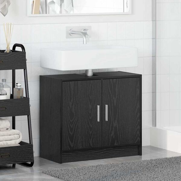vidaXL Gabinete de Ba&ntilde;o con almacenamiento Roble Negro 63 x 29 x 55 cm
