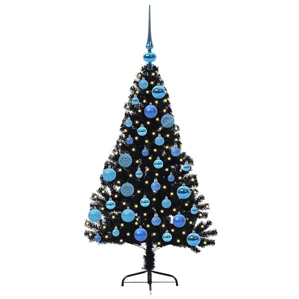 vidaXL &Aacute;rbol de Navidad Artificial Preiluminado Negro 120 cm PVC