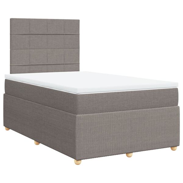 vidaXL Cama box spring con colch&oacute;n tela gris taupe 120x200 cm